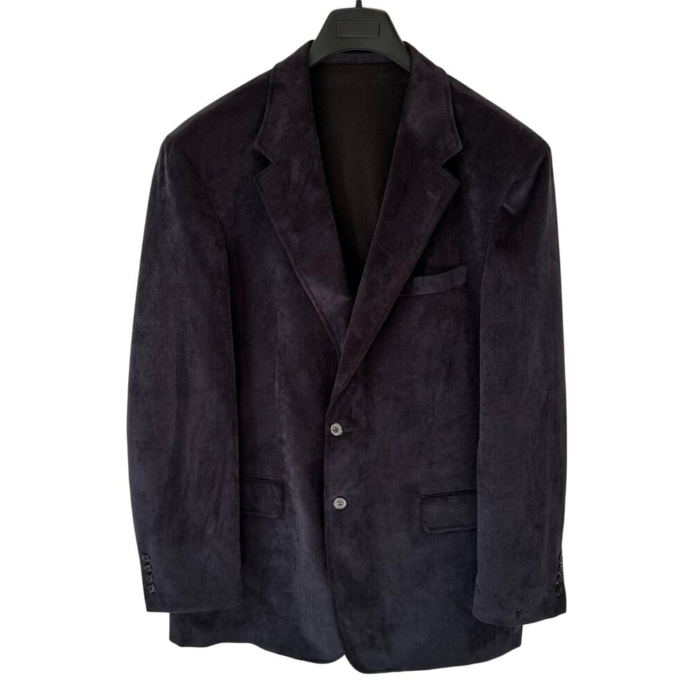 Lacrosse Men’s 48L Navy Corduroy Blazer Stretch Sport Coat Preppy Academia EUC - Picture 2 of 9
